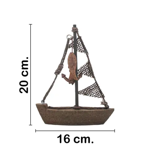 Bote de madera café de 16x4x20cm