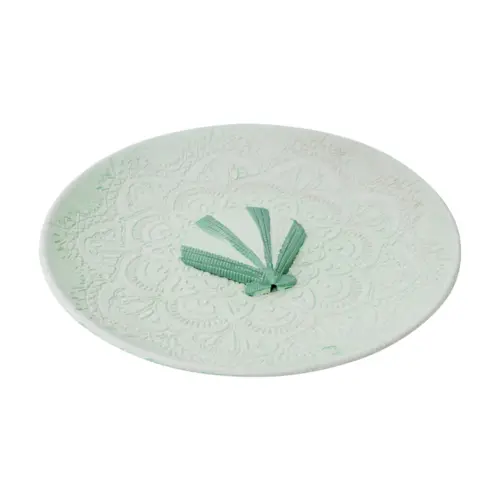 Plato de madera verde con velero de 30x30x3cm