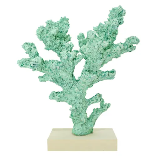 Coral verde en base de 14x13x18cm