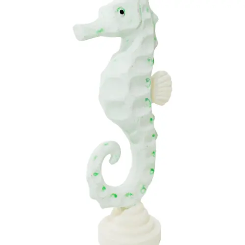 Caballito de madera de mar verde en base de 14x9x33cm