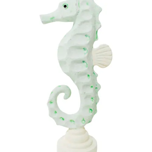 Caballito de madera de mar verde en base de 14x9x33cm