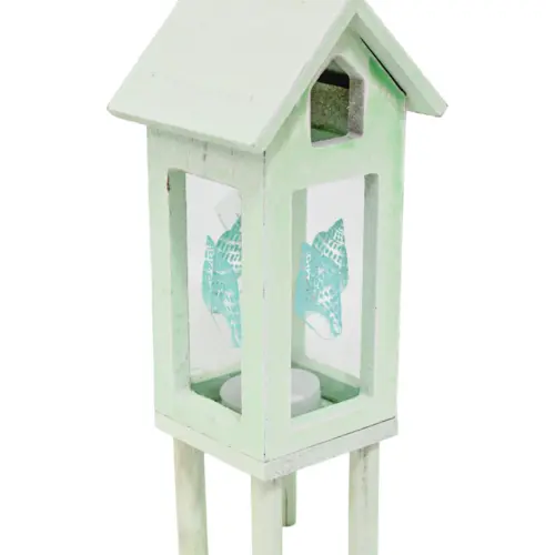 Linterna colgante de madera verde de 11x10x27cm