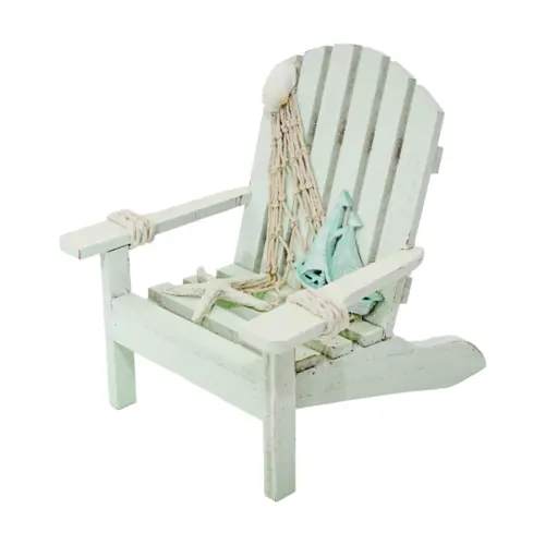 Silla de madera con red decorativa de playa verde de17x19x19cm