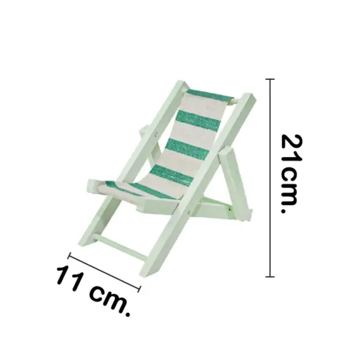 Silla de madera decorativa de playa verde de 11×1.5x21cm