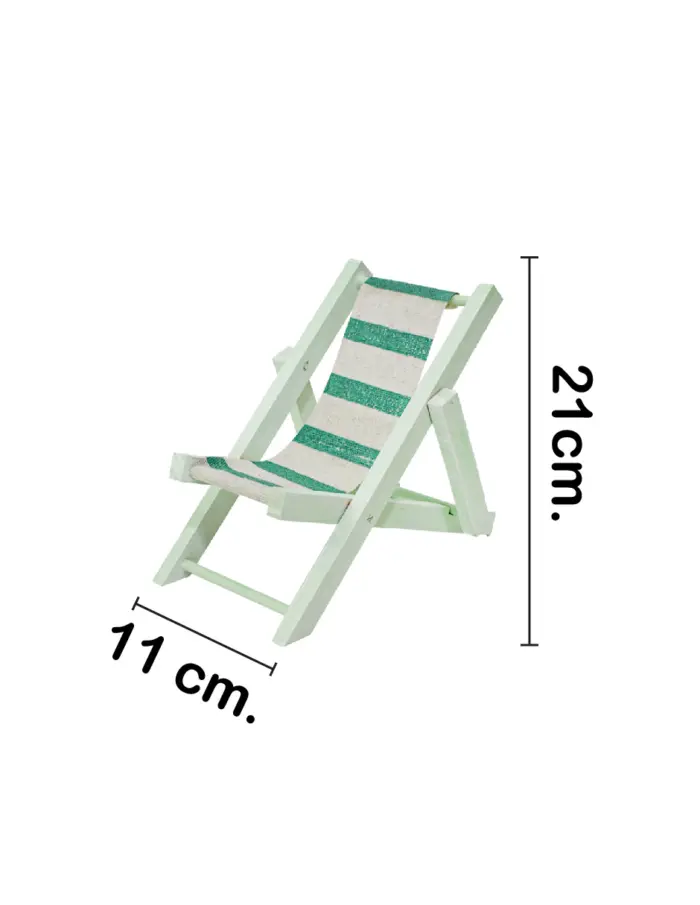 Silla de madera decorativa de playa verde de 11x1.5x21cm - Image 2