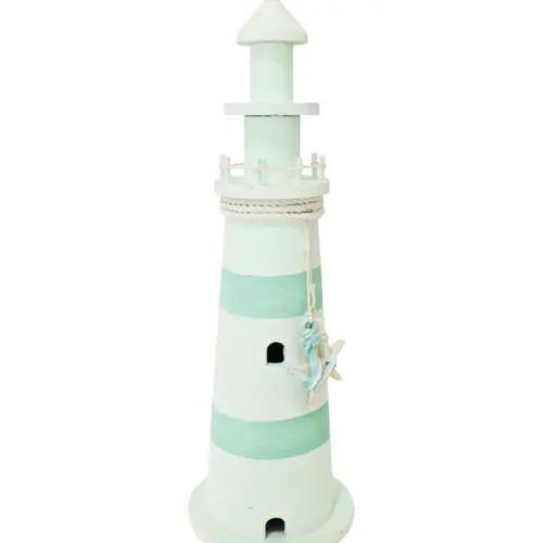 Faro de madera verde de 14x14x40cm