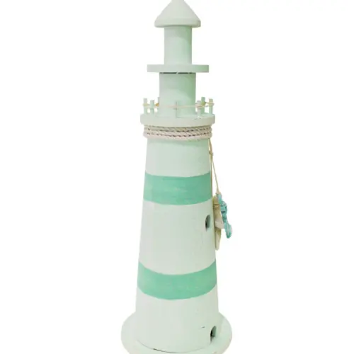 Faro de madera verde de 14x14x40cm