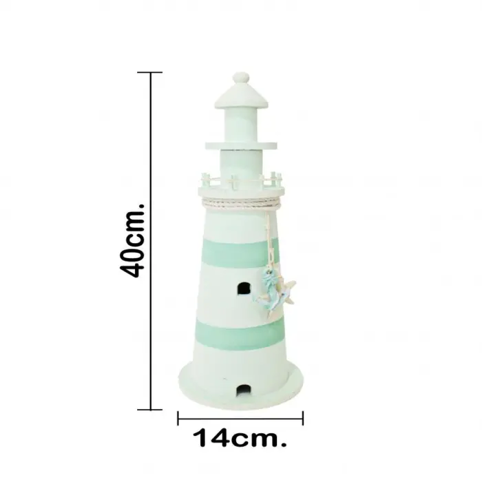Faro de madera verde de 14x14x40cm - Image 4