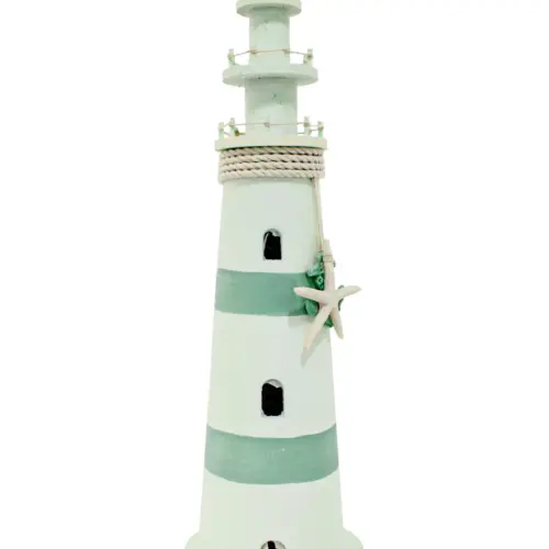 Faro de madera verde de 16x16x54cm