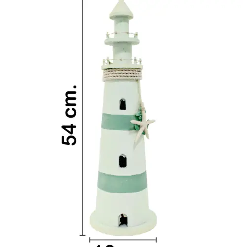 Faro de madera verde de 16x16x54cm