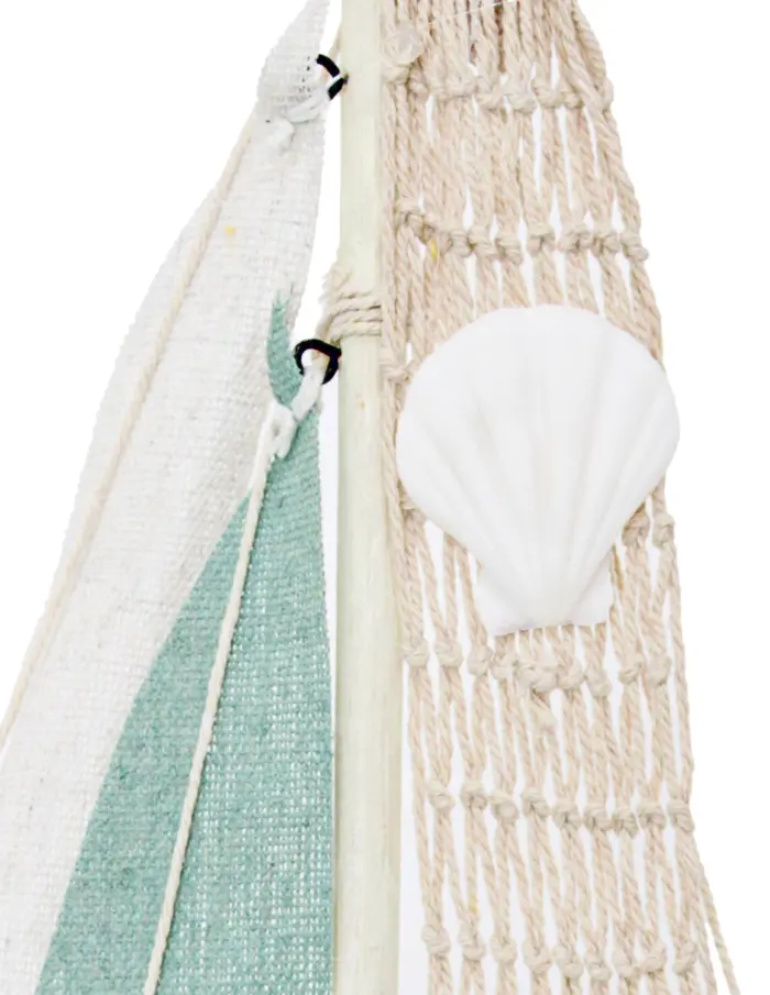 Barco de madera verde con ancla de 24x5x37cm - Image 4