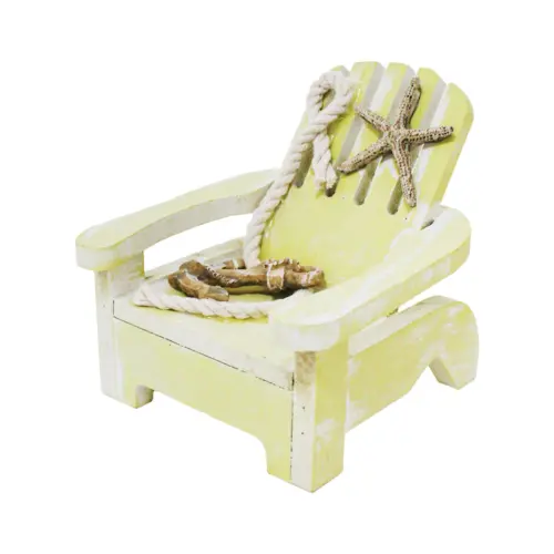Silla de madera decorativa de playa amarilla con estrella de 10x11x10cm