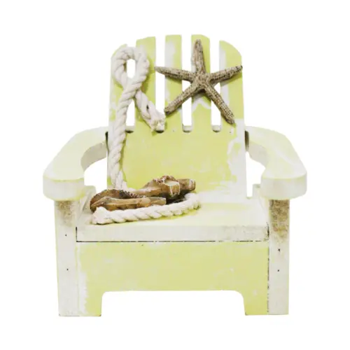 Silla de madera decorativa de playa amarilla con estrella de 10x11x10cm