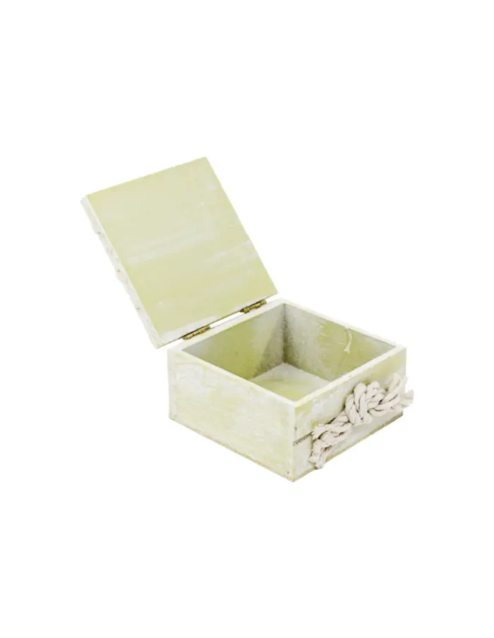 Caja de madera con detalles marinos verde de 10x10x7cm - Image 3