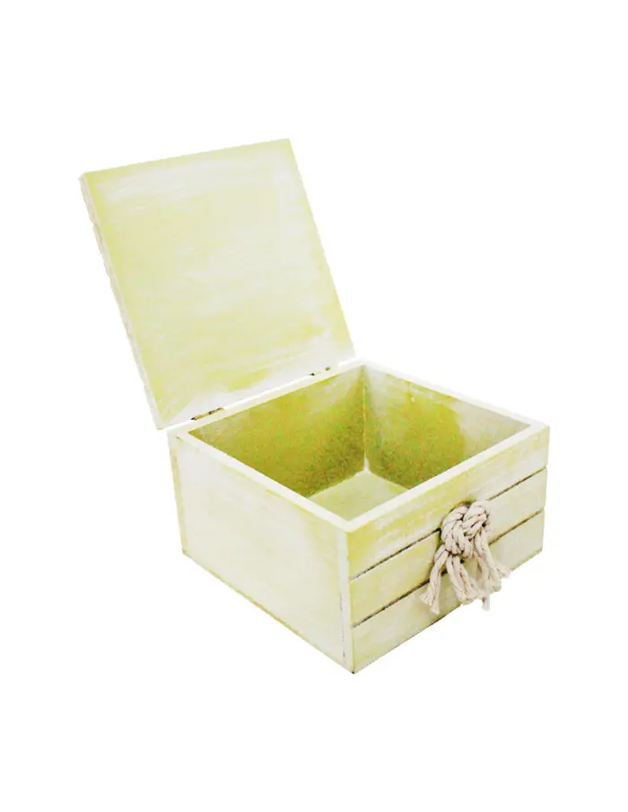 Caja de madera con detalles marinos verde de 13x13x9cm - Image 2