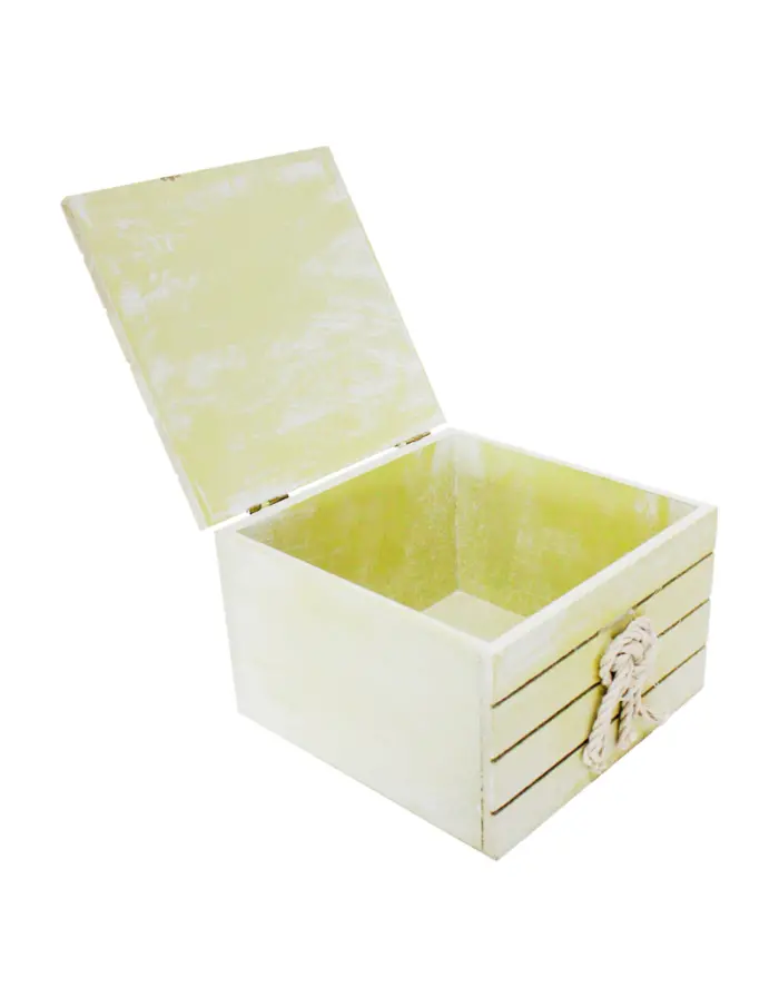 Caja de madera con detalles marinos verde de 16x16x12cm - Image 2