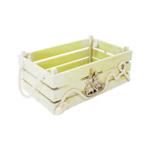 Caja de madera con diseños marinos verde de 21x13x9cm