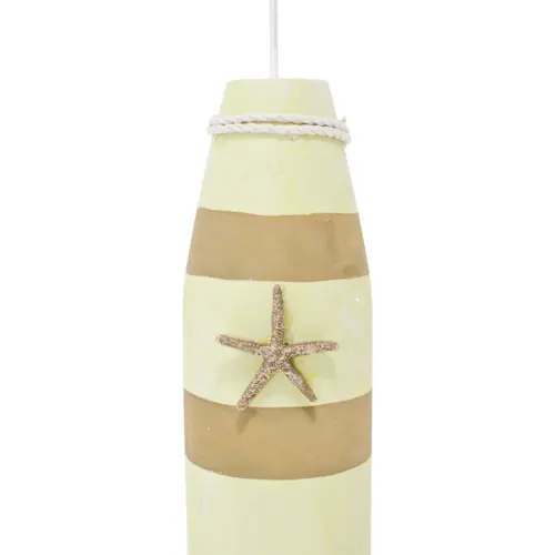 Candelabro de madera con estrella de mar verde de 36X12.5X12.5