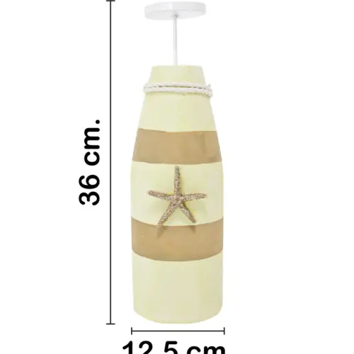 Candelabro de madera con estrella de mar verde de 36X12.5X12.5