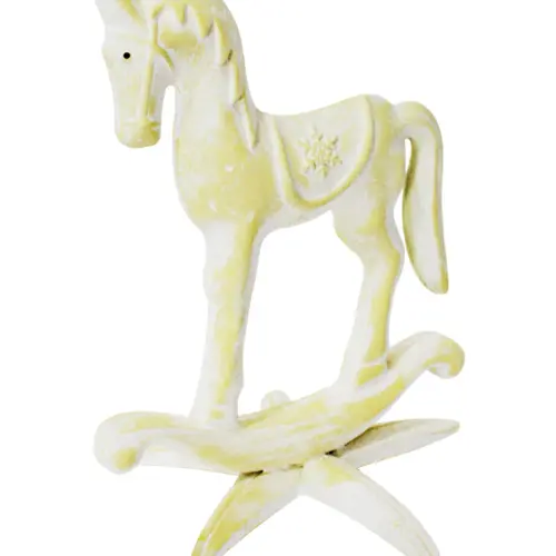Caballito de madera con base de estrella de mar verde de 18X18X23