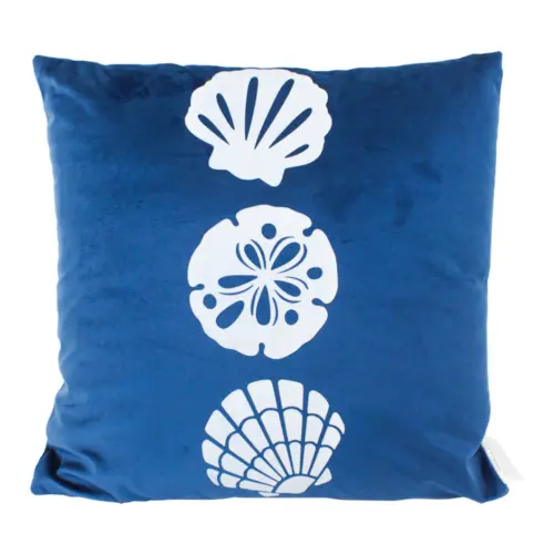 Almohada estampado conchas azul de 42x10x42cm