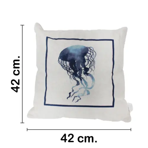 Almohada estampado medusa azul de 42x10x42cm