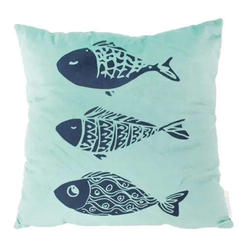 Almohada estampado peces azul claro de 42x10x42cm