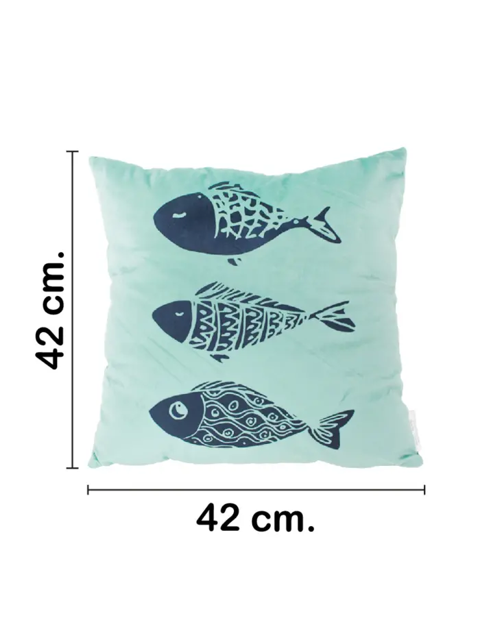 Almohada estampado peces azul claro de 42x10x42cm - Image 2