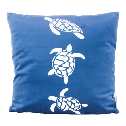 Almohada estampado tortugas azul marino de 42x10x42cm