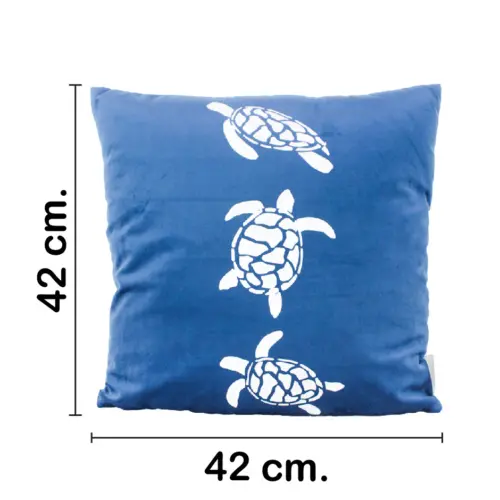 Almohada estampado tortugas azul marino de 42x10x42cm