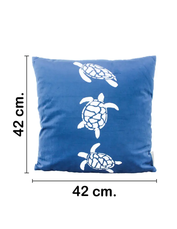 Almohada estampado tortugas azul marino de 42x10x42cm - Image 2