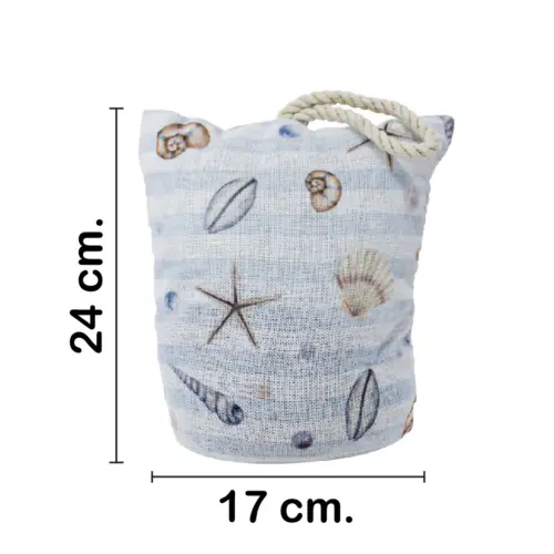 Soporte para puerta estampado marino azul con blanco de 17x11x24cm