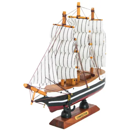 Barco de madera azul con blanco de 20cm