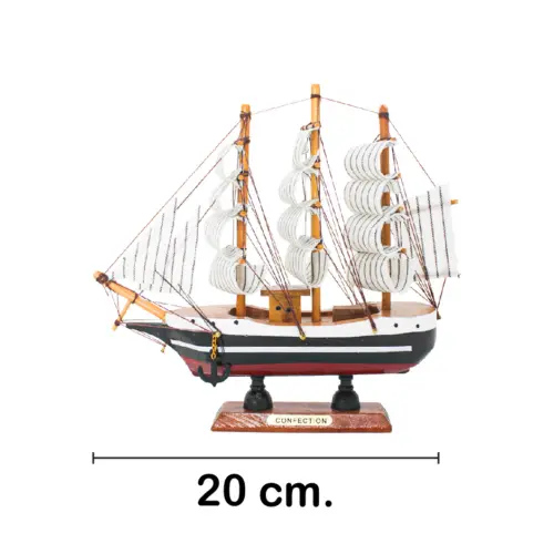 Barco de madera azul con blanco de 20cm