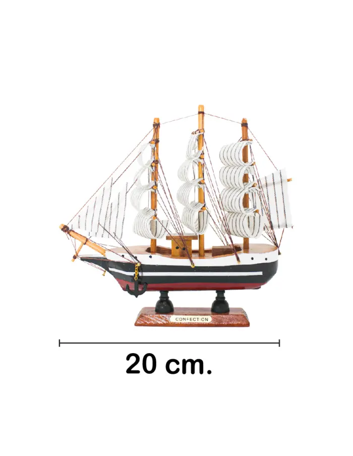 Barco de madera azul con blanco de 20cm - Image 2