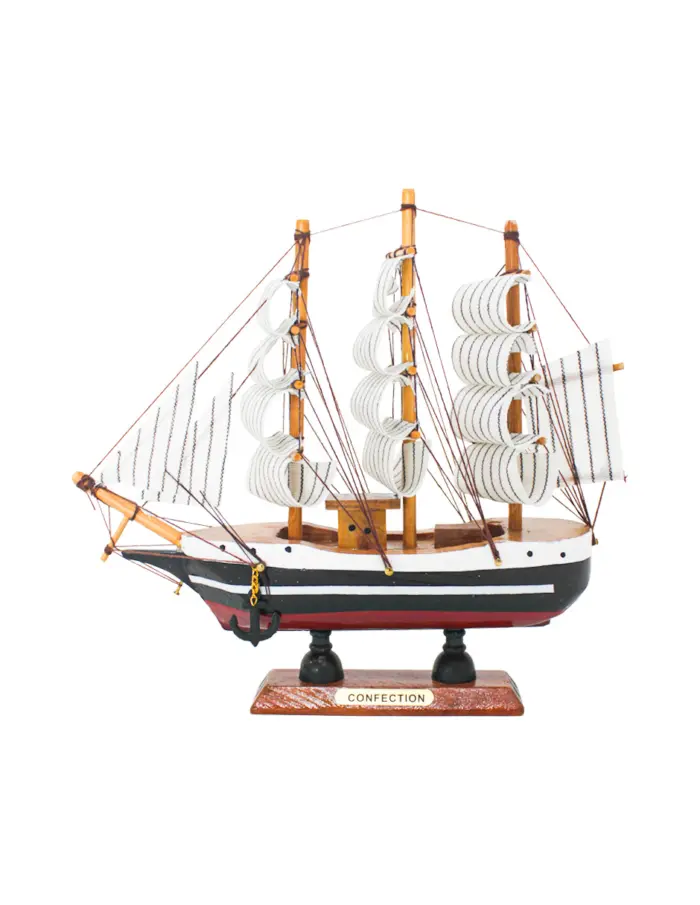 Barco de madera azul con blanco de 20cm - Image 3