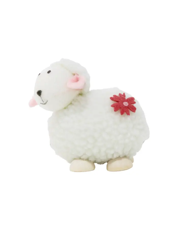 Borrego de peluche blanco con patas de madera de 9.5x5x7cm - Image 3
