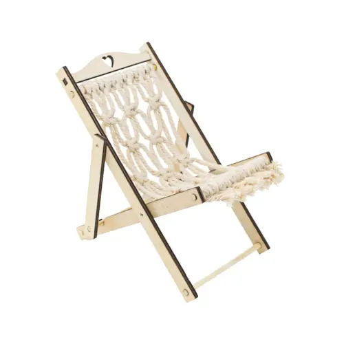 Silla decorativa de madera tejida natural de 24×11.5×1.3cm