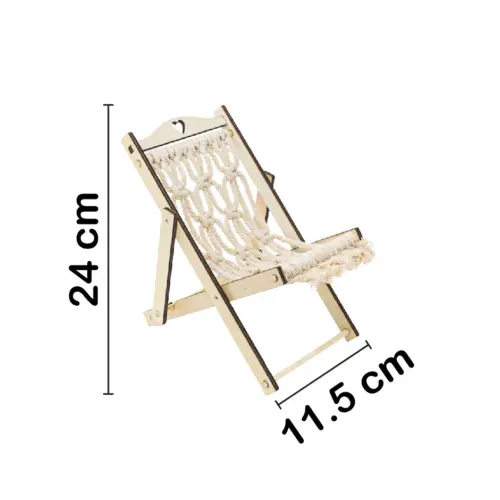 Silla decorativa de madera tejida natural de 24×11.5×1.3cm