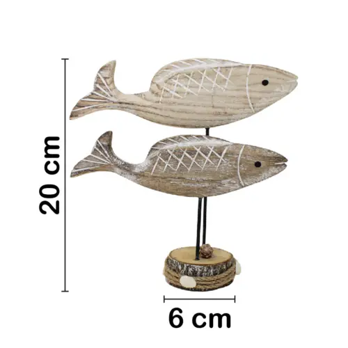 Peces sobre base de madera de 21x6x20cm