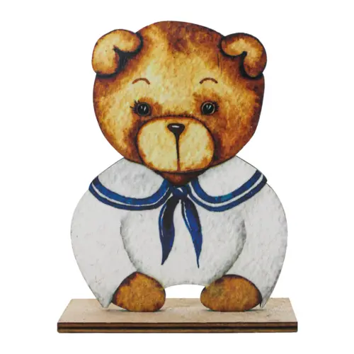 Osito marino de madera en base de madera de 10x13cm