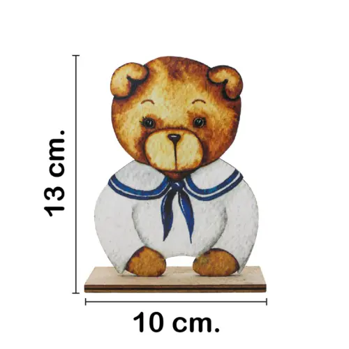 Osito marino de madera en base de madera de 10x13cm