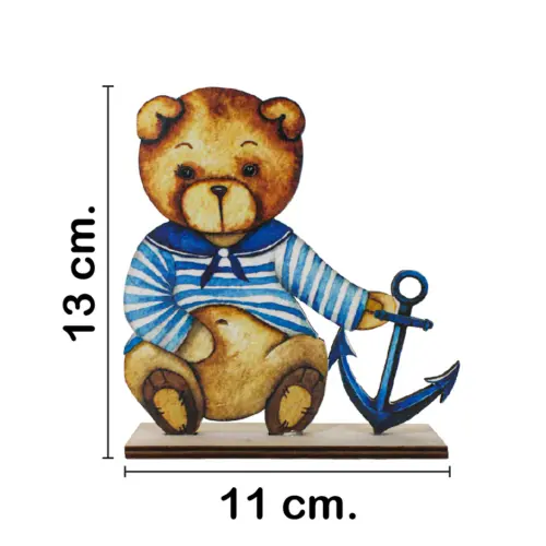 Osito marino de madera en base de madera de 11x13cm