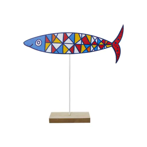 Pez de colores en base de madera de 19x20x4.5cm