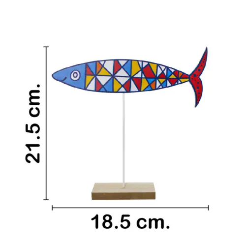 Pez de colores en base de madera de 19x20x4.5cm