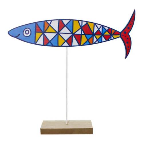 Pez de colores en base de madera de 28x29x5cm