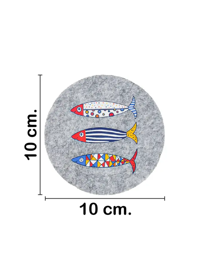 Juego de 4 Porta vasos de fieltro diseño peces de colores de 10cm - Image 2