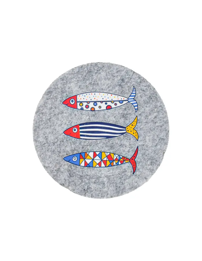 Juego de 4 Porta vasos de fieltro diseño peces de colores de 10cm - Image 4