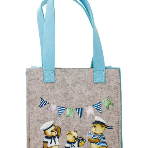 Bolsa de fieltro diseño ositos marineros de 20x19x9cm