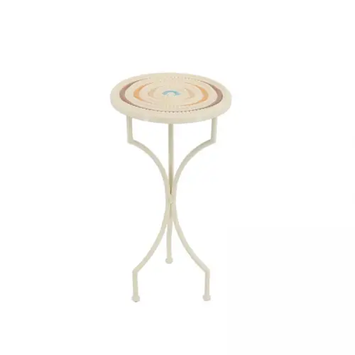 Mesa de madera beige con azul y marron de 11.75×11.75×23.25cm